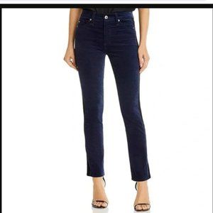 AG the Mari Tuxedo Stripe Velvet Navy Straight Leg NEW size 26 fits like a 25